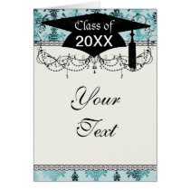 elegant damask design with aqua blue cards