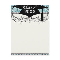 elegant damask design with aqua blue postcards