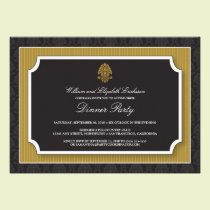 Elegant Damask Dinner Party Invitation (gold) invitations