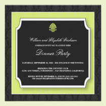 Elegant Damask Dinner Party Invitation (lime) invitations