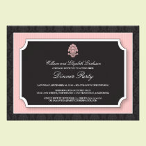 Elegant Damask Dinner Party Invitation (pink) invitations