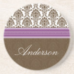 Elegant Damask Family Coaster (brown/purple)