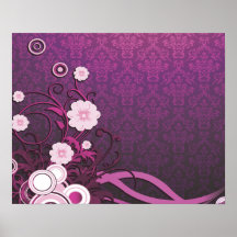 elegant damask floral abstract art pink purple.ai posters