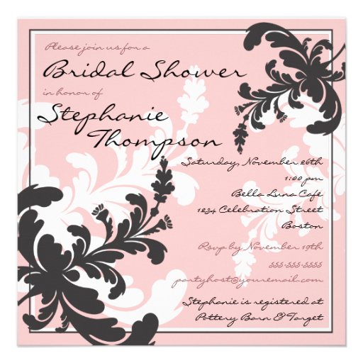 Elegant Damask Floral Bridal Shower Invitation