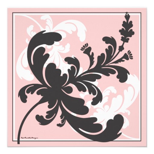 Elegant Damask Floral Bridal Shower Invitation