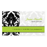 Elegant Damask Floral Pattern Modern Stylish Green Business Card Templates