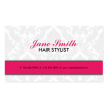Elegant Damask Floral Pattern Modern Stylish Pink Business Card Templates