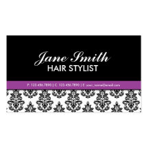 Elegant Damask Floral Pattern Stylist Salon Business Card Template