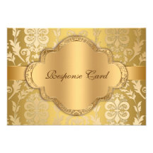Elegant Damask Floral Swirl Gold Anniversary RSVP Personalized Announcement