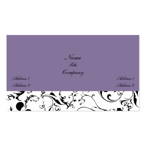 Elegant damask, floral vines business card (back side)