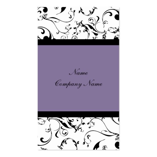 Elegant damask, floral vines business card (front side)