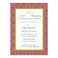 Elegant damask graduation announcement personalized invites