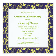 Elegant damask graduation party invitations. custom invitations
