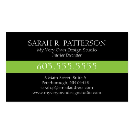 Elegant Damask Green Monogram Business Card (back side)