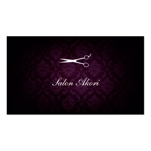 elegant damask hair stylist hairstylist purple business card templates (front side)