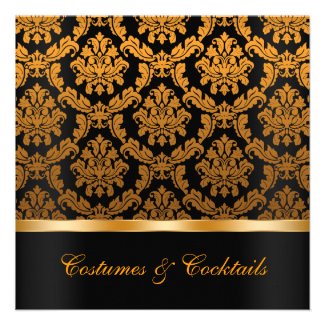 Elegant Damask Halloween Party Invite