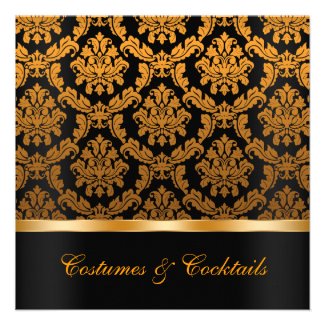 Elegant Damask Halloween Party Invite