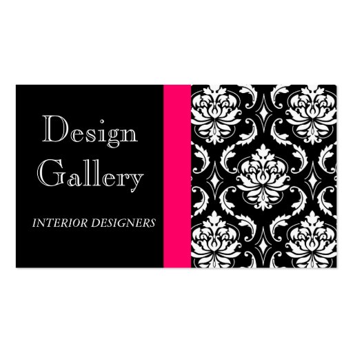 Elegant Damask Interior Designer Business Card (front side)