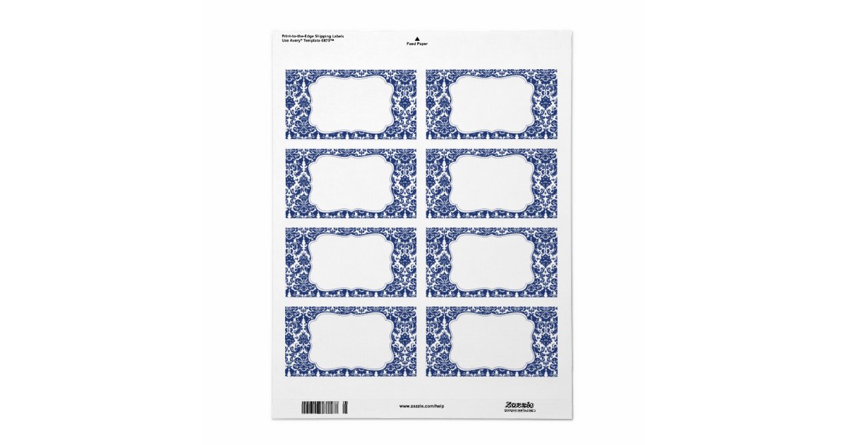 Elegant Damask Label | Zazzle