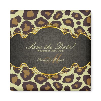 Elegant Damask Leopard Save the Date  Magnets