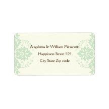 Elegant damask mint green, brown, ivory wedding personalized address labels