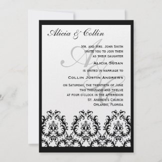 Elegant Damask Monogram Names Wedding Invitation invitation