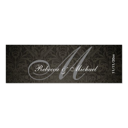 Elegant Damask Monogram Wedding Favor Tags Business Card Templates (front side)