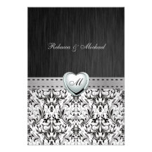Elegant Damask Monogram Wedding RSVP Card Custom Invite