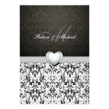 Elegant Damask Monogram Wedding RSVP Card Custom Invitations