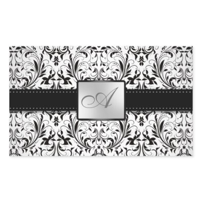 Elegant Damask Monogram Wedding Sticker