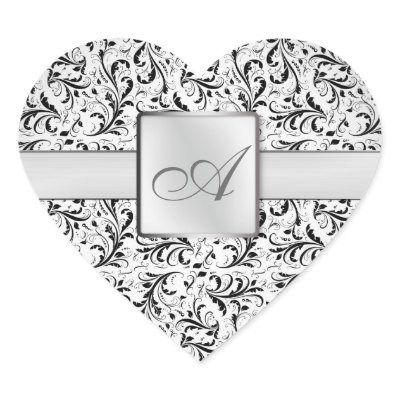 Elegant Damask Monogram Wedding Sticker