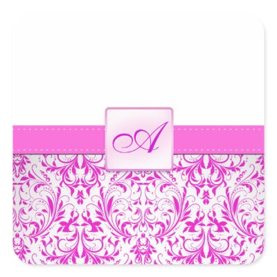 Elegant Damask Monogram Wedding Sticker