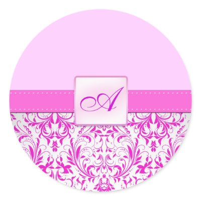 Elegant Damask Monogram Wedding Sticker