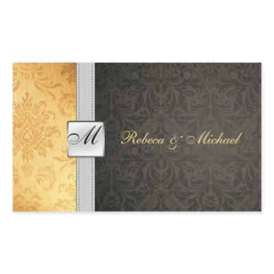 Elegant Damask Monogram Wedding Sticker