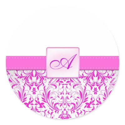 Elegant Damask Monogram Wedding Sticker