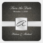 Elegant Damask Monogram Wedding Sticker