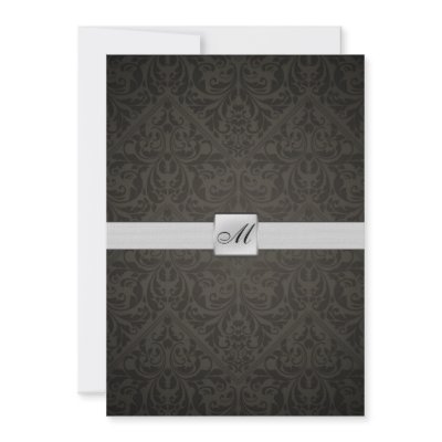 Elegant Damask Monogram Wedding (with wording) Personalized Announcements