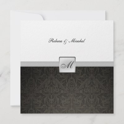 Elegant Damask Monogram Wedding (with wording) Custom Invitation