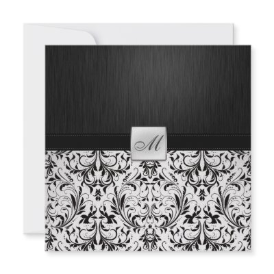 Elegant Damask Monogram Wedding (with wording) Custom Invitation