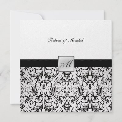 Elegant Damask Monogram Wedding (with wording) Personalized Invites