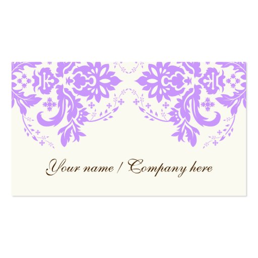 Elegant damask motif purple ivory business card template