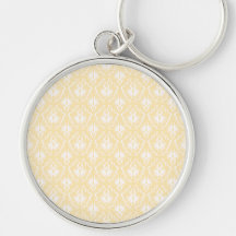 Elegant damask pattern. Light gold color. Key Chains