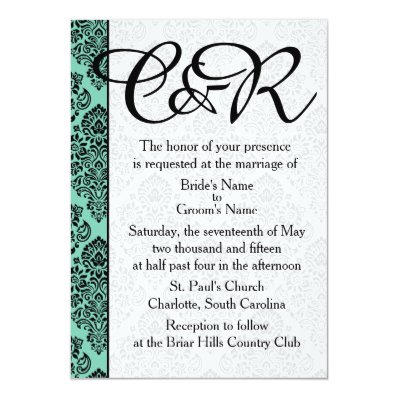Elegant Damask Pattern Wedding Invitation 5" X 7" Invitation Card