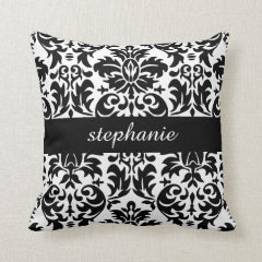 Elegant Damask Patterns with Black and White Pillows