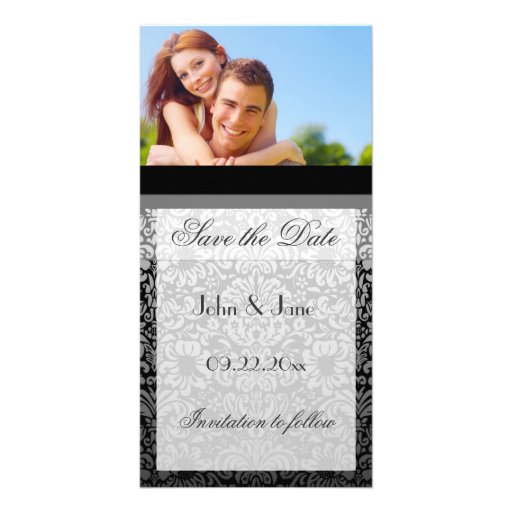 Elegant Damask/photo  "Save the Date" Picture Card
