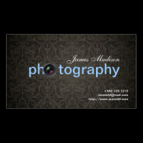 Elegant Damask Photogrpahy Business cards with QR business cards