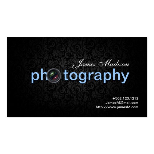 Elegant Damask Photogrpahy Business cards with QR (front side)