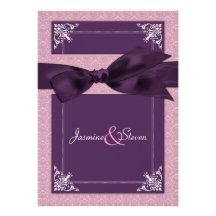 Elegant Damask Plum Wedding Invitations