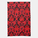Elegant Damask Red/ Black Towel