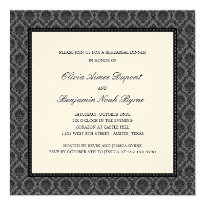 Elegant Damask Rehearsal Dinner Invitation